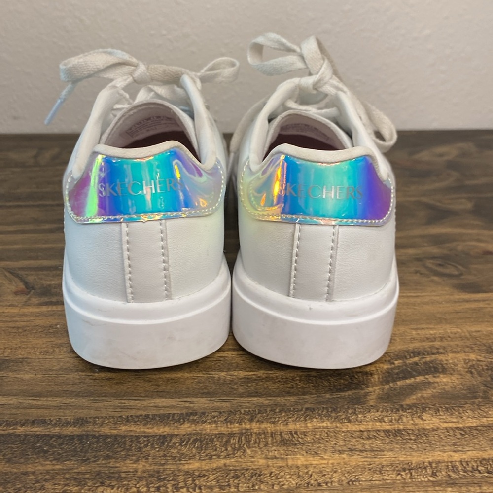 Skechers Kids White Sneakers with Iridescent Detail - Picture 3 of 5